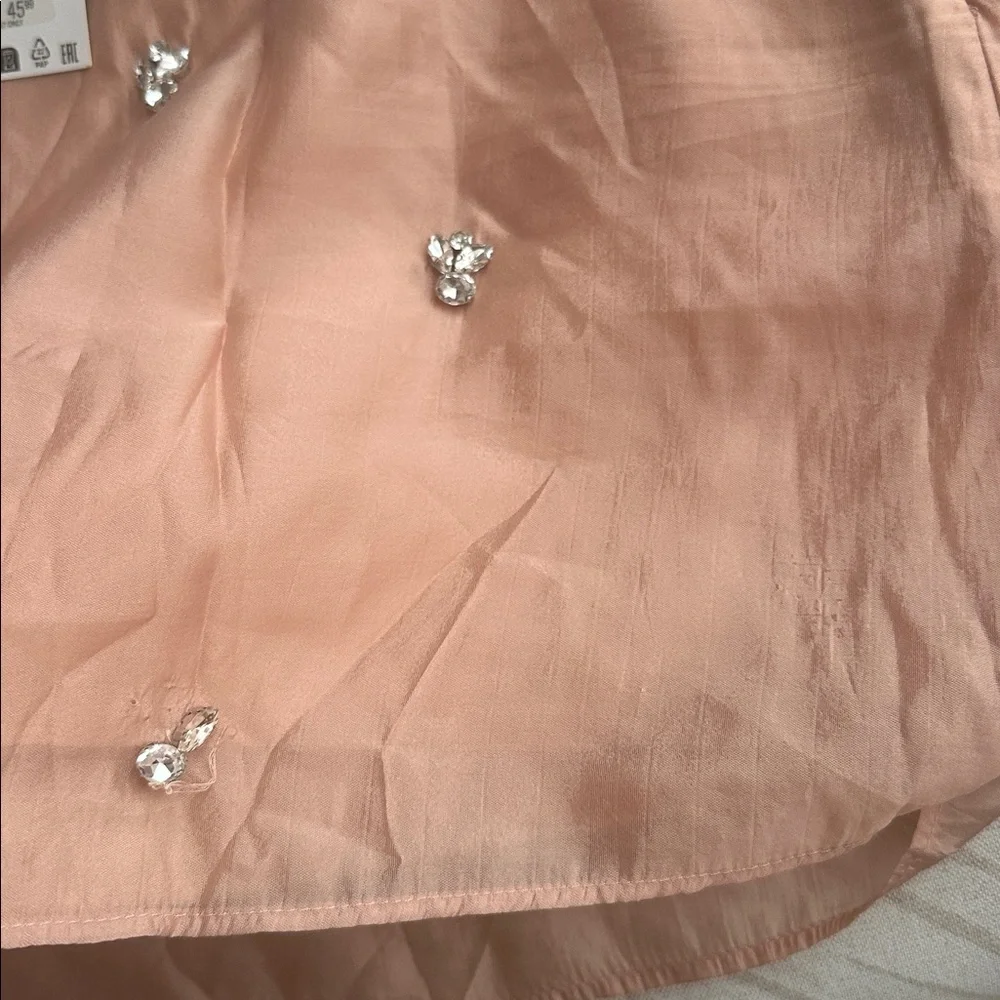Zara Blush Mini Skirt with Embellishments damaged
